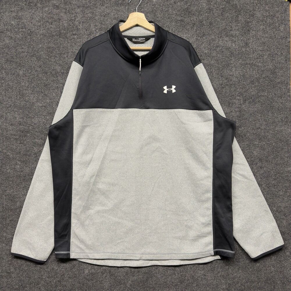 Under Armour ColdGear 1/4 Zip Pullover Men’s 4XL Tall Gray Black Casual
